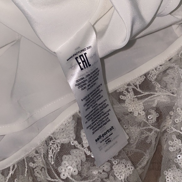 SELF-PORTRAIT Ivory Blossom Sequin Two Tier Midi Dress - Picture 6 of 12